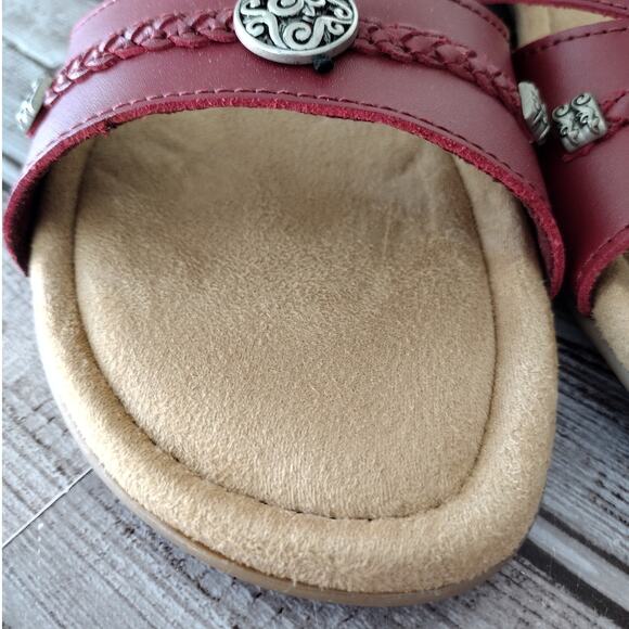 Minnetonka | NWOT Red Leather 'Siesta' Silver Accent Slide Sandals 11M #5902610 - Picture 5 of 12